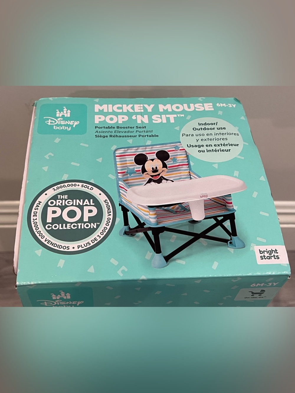 Disney Mickey Mouse Pop 'N Sit Portable Booster Seat - Teal Stripe